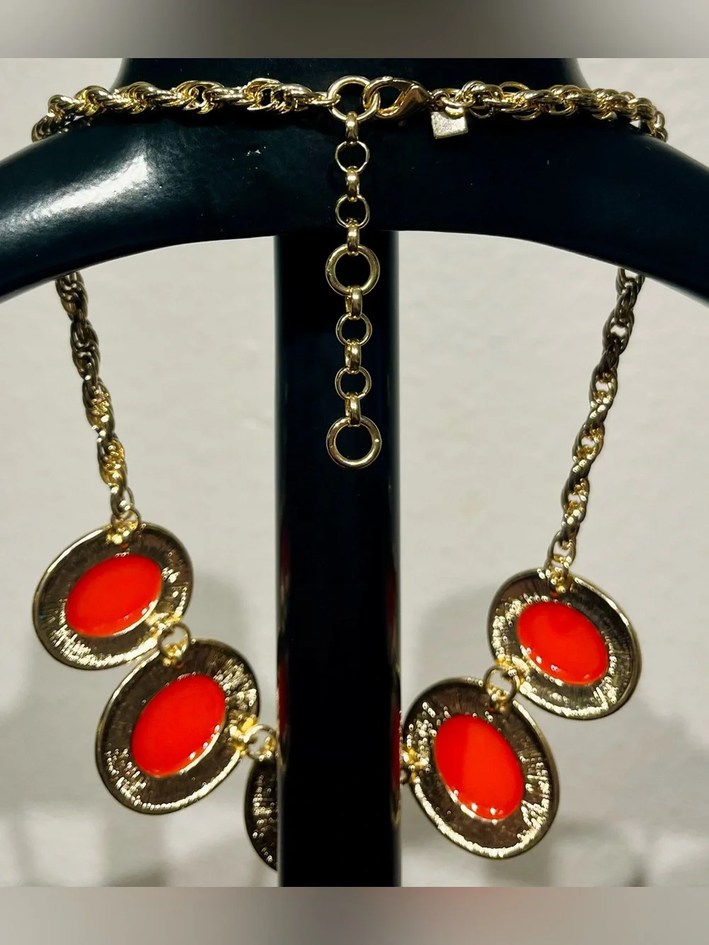 Banana Republic Gold-Tone Orange Statement Bib Necklace - Picture 2 of 2